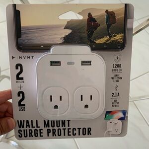 MVMT Dual Outlet USB Surge Protector - White